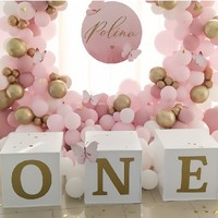 Boîte à ballons en latex transparente avec lettres d'estampage à chaud pour les décorations de fête d'anniversaire de mariage Baby Shower 1st