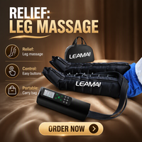 LEAMAI Bottes de pressothérapie à compression d'air pour massage des jambes, télécommande sans fil, sac de transport professionnel