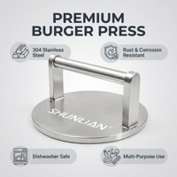 Presse à Hamburger Robuste en Acier Inoxydable 304 Poli pour Grillades au Gaz, Outil de Cuisson pour Camping et Plaque de Cuisson, Accessoire pour Gril