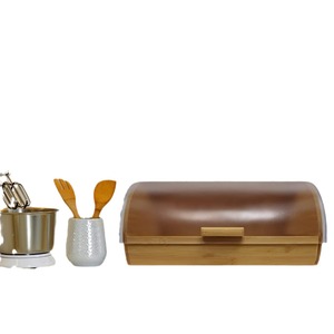Caoxian Yimei Bamboo Bread <b>Box</b> 10.5 In X 7.5 In Acrylic <b>Lid</b> Kitchen <b>Storage</b> Container For Home Use - Product Image 3
