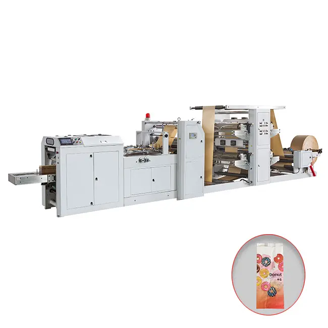 ماكينة صنع الأكياس الورقية + LST4700R مع إنتاج مطبوع داخل المنزل ، ماكينة تصنيع الأكياس الورقية على شكل حرف v/min.