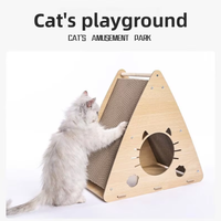 Katzen-Kratzbaum und Bett-Kombination, Vertikales Dreieckiges Design aus Spanplatte mit Austauschbarem Einsatz, Niedliches Design