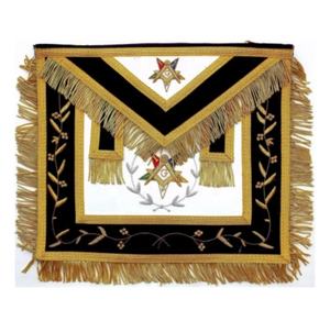 Delantal de cuero de tamaño personalizado Masonic Blue Lodge Master, insignias de logotipo de diseño 3D, patrón cuadrado bordado a mano, cosido magnético - Product Image 4