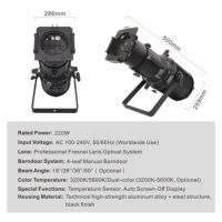 Projecteur LED profilé 220W direct d'usine, blanc réglable CCT 3200K-6500K, DMX512, IP20, pour théâtre, studio TV, salle de conférence, scène