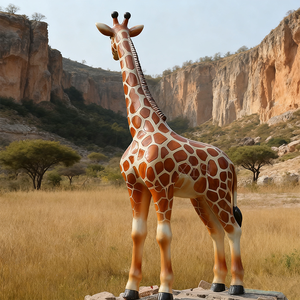 Sculpture de <span class=keywords><strong>girafe</strong></span> grandeur nature en résine de fibre de verre décorative d'extérieur, impression numérique, couleurs et logo personnalisables pour jardin - Product Image 5