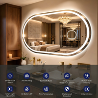 Espejo LED de Cuerpo Entero Personalizado |   Espejo de Baño Ovalado/de Pista de Carreras para Montar en la Pared, para Barberías, Salones y Decoración de Muebles de Belleza