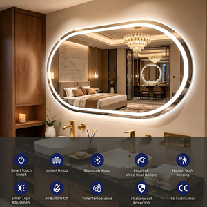 Espejo LED de Cuerpo Entero Personalizado |   Espejo de Baño Ovalado/de Pista de Carreras para Montar en la Pared, para Barberías, Salones y Decoración de Muebles de Belleza - Product Image 1