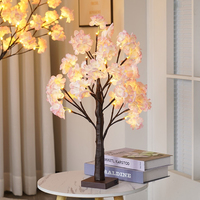 Kirschblüten-LED-Lichtbaum 60cm 24LED PVC Batterie- oder USB-betrieben mit Timer Tischlampe für Zuhause Schlafzimmer Feiertage Party Dekoration
