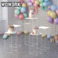 WOWORK Socles cylindriques en métal doré effet miroir pour la vente, socles de piliers, table à gâteau d'anniversaire pour la décoration de fêtes de mariage