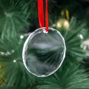 2020 Großhandel Sublimation Glas Weihnachts schmuck Custom ized Clear k9 Kristallglas Anhänger personal isierte Weihnachts dekoration