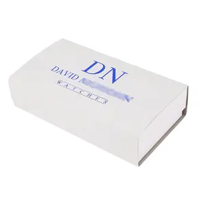 Lid And Bottom White Paper Watch Packaging Box Lining Velvet Custom Foil Logo With Elastic Band