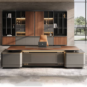 モダンなMDFオフィス家具セット CEOマネージャー向けL字型デスク オフィスチェアとテーブル 耐久性のある環境に優しいエグゼクティブオフィスデスク - Product Image 2