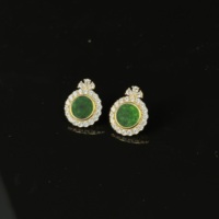 Boucles d'oreilles en jadéite naturelle de Birmanie de qualité A, boucles d'oreilles rondes en jadéite, pour femmes, à porter tous les jours, cadeau en jadéite (avec NGTC)