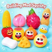 Balle anti-stress artisanale en forme de bloc de construction, remplie de fruits et légumes, sonore, extensible, non-rétractable, jouet sensoriel ASMR