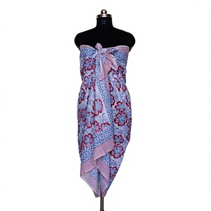 Hippie Floral Satin <b>Sarong</b> 100% Cotton Long Large Swing Scarf Women's Hawaiian Body Trim Pareo Beach Neck Solid Skin-Friendly - Product Image 1