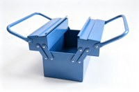 Boîte à outils cantilever en aluminium multi-plateaux pliable, étanche, avec système de verrouillage automatique, 3 compartiments, pour rangement extérieur personnalisé