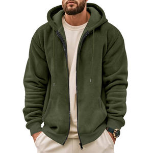 Chaqueta con Capucha y Cremallera Completa de Felpa Suave para Hombre, Sudadera Informal de Moda de Algodón y Poliéster - Product Image 2