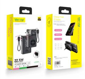 Chargeur mural magnétique sans fil intégré avec prise secteur, technologie GaN 22,5W, 20000mAh, charge rapide USB, support et affichage LED - Product Image 5