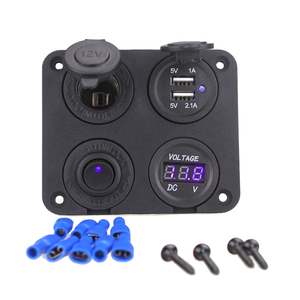 Marine Thuyền 4 Lỗ Bảng Điều Chỉnh USB Charger Ổ Cắm LED Vôn Kế Thuốc Lá Nhẹ Hơn Ổ Cắm ON OFF Rocker Chuyển Đổi Chuyển - Product Image 2