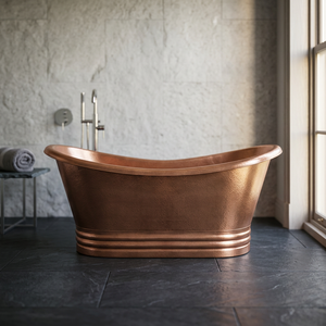 Baignoire autoportante ovale en cuivre pour bain à l'huile, idéale pour salle de bain, spa et complexe hôtelier - Indian Home Crafts - Product Image 3