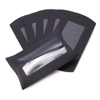 Boîte d'oreiller en carton noir personnalisée avec fenêtre en PVC transparent boîte d'emballage de bonbons cadeaux de mariage