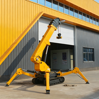 Mini-grue sur chenilles robuste et stable avec flèche articulée pour sites complexes