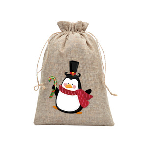 Petit sac de rangement en lin avec cordon de serrage, idéal pour les décorations de fête, fournitures de vacances de Noël transfrontalières, vente en gros - Product Image 1