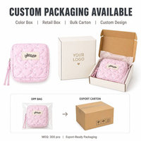 Pochette de maquillage matelassée rose à pois, petite trousse de toilette portable avec fermeture éclair à cordon, mignon petit cadeau