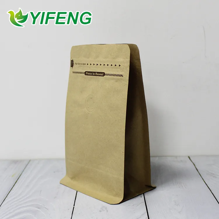 Sacchetti di caffè personalizzati 1Kg con valvola all'ingrosso sacchetto di imballaggio 250G 500G 1000G a buon mercato carta Kraft inferiore riciclabile