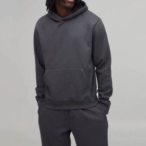 Dark Grey Hoodie <b>Jogger</b> Pants Tapered Plain Custom <b>Men</b> Two Piece Sweatsuit - Product Image 3