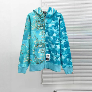 Sudadera con capucha y cremallera de camuflaje de algodón, holgada, de marca de moda urbana, colaboración Van Gogh, <span class=keywords><strong>comercio</strong></span> transfronterizo - Product Image 4