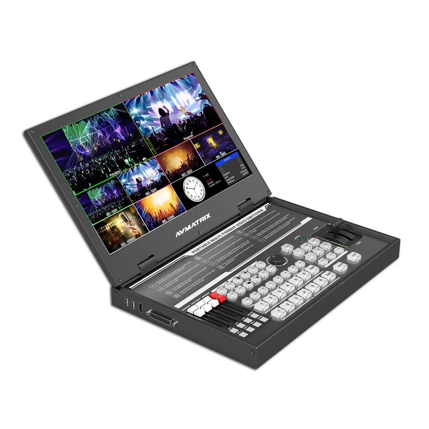 Pvs0615 avmatrix comutador portátil, 15.6 polegadas, 6 ch, comutador de streaming multiformato com captura usb para streaming