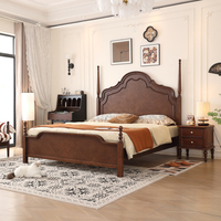 KMJ Vintage Maßgefertigtes Amerikanisches Antik-Stil Klassisches King-Size Schlafzimmer-Set Holzgeschnitzte Villa-Schlafzimmer-Sets