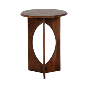 Tavolino Rotondo in Legno con Design a Intaglio Ovale per Arredamento Soggiorno - Product Image 2
