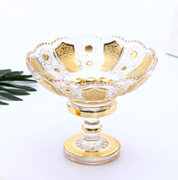 Assiette de fruits en verre sur pied de 8 pouces avec tige, bol à bonbons plaqué or, galvanoplastie décorative pour la maison, dorée et écologique