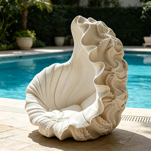Poltrona a Forma di Conchiglia Gigante, Design Artistico di Lusso, Lettino a Forma di Conchiglia Marina, Arredamento per Soggiorno, Hotel, Matrimoni ed Eventi - Product Image 3