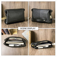 Pochette personnalisée antivol en cuir de vachette véritable pour homme, multi-compartiments, pour affaires, décontractée, voyage, avec serrure à combinaison