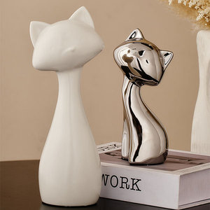 Novedad personalizada al por mayor figurita de gato de cerámica para pintar decoración de arte figurita de cerámica de gato belleza serena y espíritu juguetón - Product Image 6