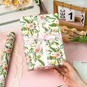 MAYPLUSS Floral Wrapping <b>Paper</b> <b>Roll</b> 17Inch x 33Feet Reversible Pink Grid Spring Summer Gift <b>Wrap</b> Eco-Friendly - Product Image 6
