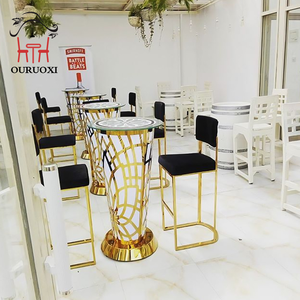 Led mesa de club nocturno redonda de acero inoxidable oro al aire libre bar mesa de fiesta - Product Image 5