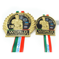 Médailles de football en métal doré personnalisées de luxe, trophées et médailles de football Eroupa Keys avec ruban