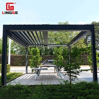 Pergola pliante électrique en aluminium durable et antirouille pour usage domestique, commercial, hôtelier, protection solaire, imperméable, nature