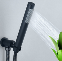 Douche à main thermostatique en laiton noir à 2 trous avec pommeau de douche pluie et massage pour baignoire, idéale pour la maison, l'appartement et l'hôtel