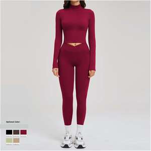 Ensembles <span class=keywords><strong>de</strong></span> sport personnalisés sur mesure pour femmes, avec fermeture éclair, abordables, <span class=keywords><strong>de</strong></span> qualité supérieure, style corset élastique, pour le yoga - Product Image 3