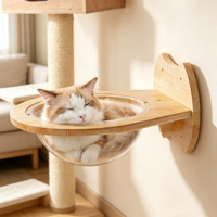 Lit mural écologique pour chat, hamac en bois de style tendance avec dôme en acrylique, mobilier capsule spatiale classique, emballé en carton