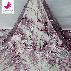 HY2181-5 Pizzo Francese <span class=keywords><strong>Rosa</strong></span> Polvere con Perline 3D e Paillettes, Tessuto in Pizzo Ricamato con Fiori - Product Image 1