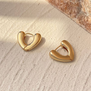 Gioielli moda oro placcato in acciaio inox cinese a buon mercato accessori da donna Design popolare cuore orecchini a cerchio - Product Image 5