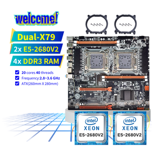 ชุดมาเธอร์บอร์ดซ็อกเก็ตคู่ X79มาเธอร์บอร์ดเซิร์ฟเวอร์2xintel Xeon 2680V2 E5 cpus ECC RAM dual CPU X79 - Product Image 1