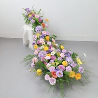 Chemin de table floral en cascade de roses artificielles en soie, style forêt, pour mariage, événements extérieurs, allée de table, hôtel, fête