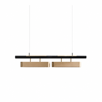 Lustre LED suspendu doré, design nordique moderne et artistique, intensité réglable, hauteur ajustable pour salon